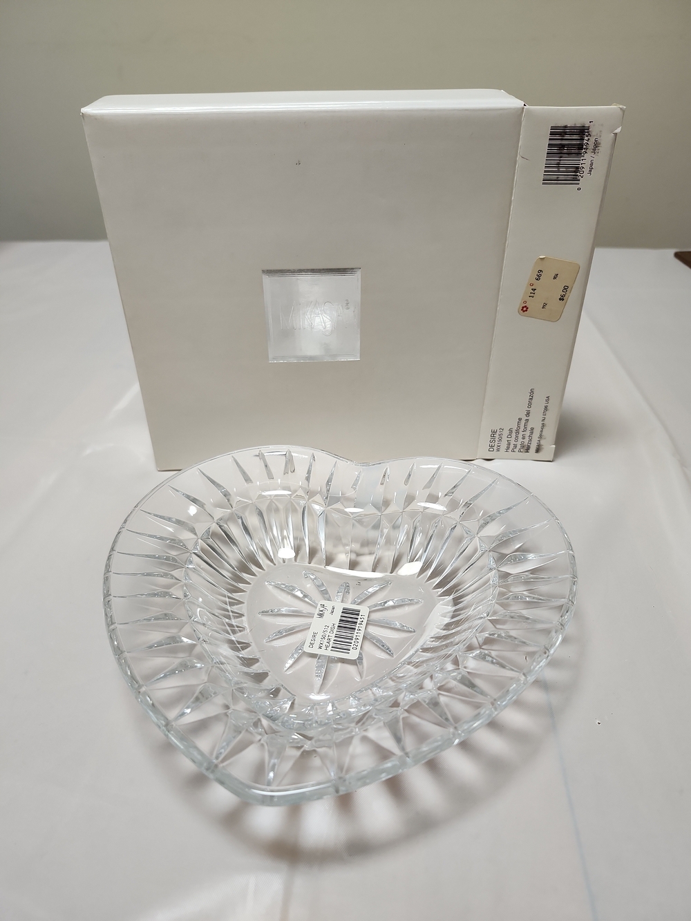 Cut Crystal Heart Bowl - Clear Glass Mikasa New In Box
